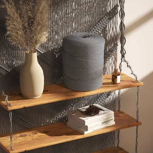 Miniatura 8 de ZUEXT: cuerdas de algodón de macramé de 4 mm, 547 yardas, ZUEXT cuerdas trenzadas naturales hechas a mano en gris de 4 hebras, cuerda de lana