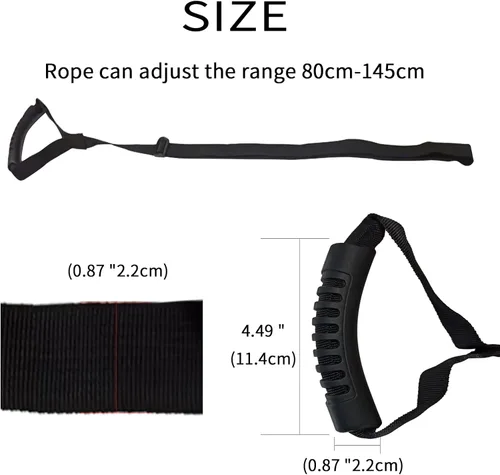 Miniatura 2 de Cuerda de remolque para kayak, correa de asistencia de pie, asas de arrastre de canoa, cuerda de tracción SUP, accesorios de kayak, mango de Negro