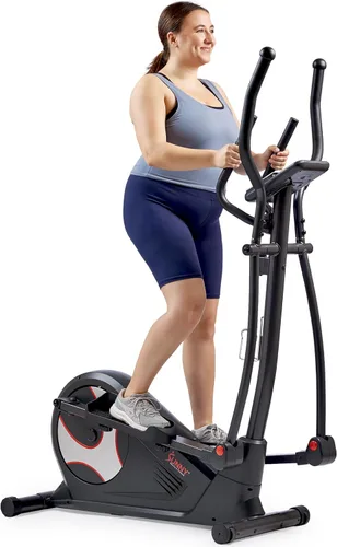 Sunny Health & Fitness Elliptical Machine with Extended Stride, Ultra Quiet 300 lbs Capacity Cross Training Cardio Fully Body Exercise for Home,