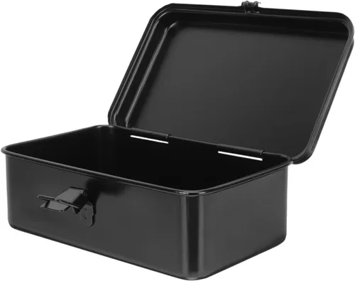 DOITOOL Caja de herramientas de metal pequeña portátil, organizador de caja de herramientas portátil estilo techo a dos aguas, caja de herramientas