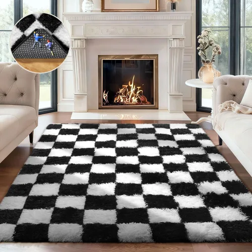 Miniatura 87 de Ophanie Alfombra Verde de Césped, Alfombras de Área para Dormitorio, Alfombra Shag Esponjosa de 4x6 pies, Suave Peluda Afelpada Linda para Niños 7