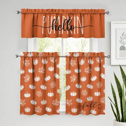 Miniatura 8 de Juegos de cortinas bohemias de cocina para ventanas, cortina bohemia con flores, cenefa para ventana de fregadero, juego de 3 piezas, decoración