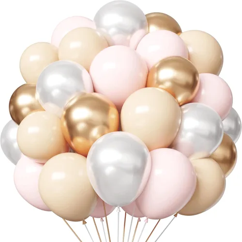 Miniatura 10 de Pink and Orange Balloons, 55PCS light pink balloons 12inch Pink Orange Confetti Balloons for Baby Shower, Birthday, Wedding, Tropical Party