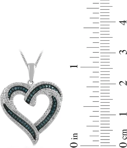 Miniatura 4 de Tienda Collection Collar con colgante de corazón de diamantes azules y blancos de plata esterlina (12 cttw), 18 pulgadas