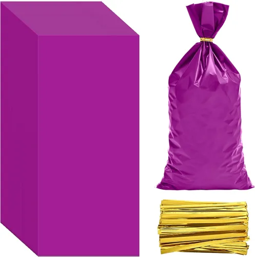 Miniatura 16 de Lecpeting 100 bolsas de celofán, bolsas de plástico para dulces con lazos giratorios para envoltura de regalo, cumpleaños, boda, baby shower