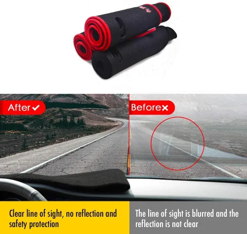 Miniatura 2 de Cubierta de salpicadero personalizada PGONE para consola central negra, alfombrilla protectora para salpicadero, protector solar, almohadilla de Rojo