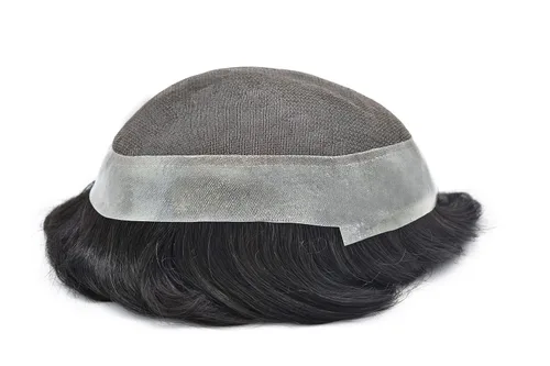 Miniatura 5 de Peluca de cabello virgen Remy de encaje francés para hombre, peluca de cabello humano real, color negro, Australia