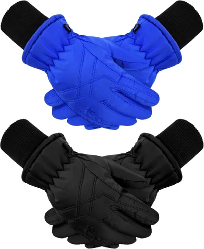 2 pares de guantes impermeables para niños, guantes de nieve cálidos para invierno, guantes de esquí para niños y niñas, resistentes al viento para