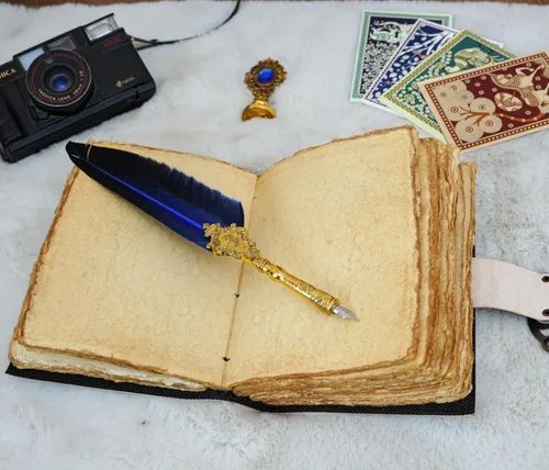Miniatura 6 de Libro de hechizos en blanco de sombras, diario de grimorio, diseño de gato mágico, suministros de brujería, cuaderno Wiccan hecho a mano, vintage