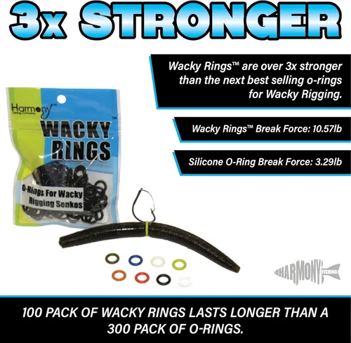Miniatura 5 de (100pk) – O-Rings for Wacky Rigging Senkos/Worms/Soft Stickbaits – Bait Saver Orings for Senko Worm – Save Your Baits from Tearing While Wacky Neko