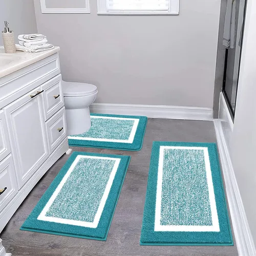 Miniatura 39 de Pauwer Juego de baño, alfombras de baño antideslizantes, alfombras de ducha absorbentes para suelo de baño, bañera y ducha, color azul aguamarina