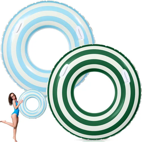 Miniatura 8 de Gemscream 2 anillos de natación grandes con asas de 47.24 pulgadas, flotadores inflables de piscina para adultos y adolescentes