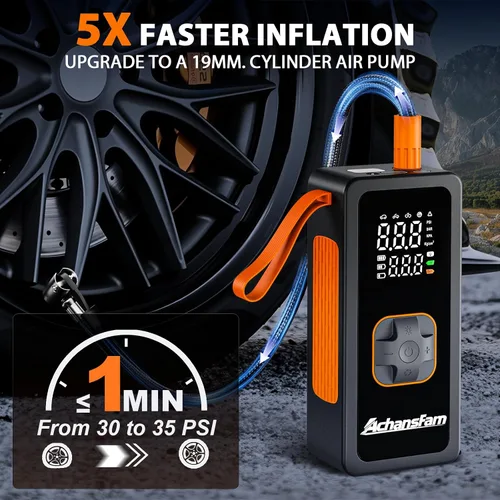 Miniatura 2 de Portable Air Compressor, 48s Fast Inflation, Cordless with Dual Power Supply, 150 PSI Tire Pump with Digital Gauge, Long Runtime & Storage Case for