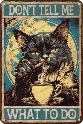 Miniatura 30 de Cartel de café con texto en inglés «Because Murder Is Wrong», póster metálico de 16 x 12 pulgadas CAFÉ CAT 3