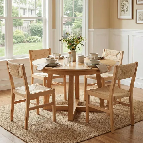 Miniatura 11 de BESTANO Juego de 2 sillas de comedor de ratán tejido, sillas de comedor bohemias de mimbre estilo granja, silla de comedor de caña de madera negra