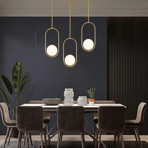 Miniatura 7 de SeeU Iluminación colgante moderna dorada con globo, lámpara colgante de un foco estilo siglo medio, lámpara colgante de longitud ajustable