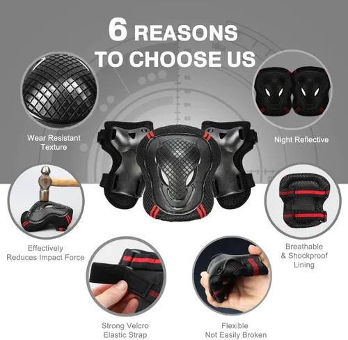 Miniatura 3 de Adjustable Skateboard Skate Helmet with Protective Gear Knee Pads Elbow Pads Wrist Pads for Youth Outdoor Sports, BMX, Skateboard, Scooter, Bike