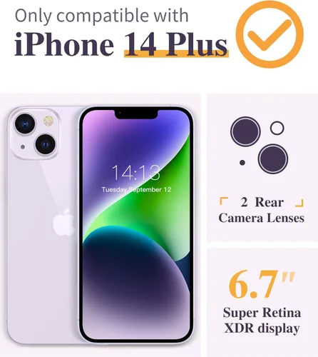 Miniatura 2 de GVIEWIN - Funda floral para iPhone 14 Plus de 6.7 pulgadas, con protector de pantalla + protector de lente de cámara, no se amarillenta, a prueba