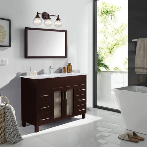 Miniatura 9 de Chloe Lighting Milo - Accesorio de tocador de baño de bronce aceitado de 3 luces de transición de 24 pulgadas de ancho