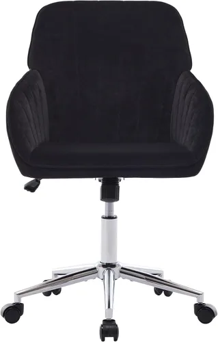 Miniatura 24 de Silla de escritorio de oficina de terciopelo con ruedas y base dorada, moderna silla giratoria ajustable, sillas de tocador tapizadas con brazos