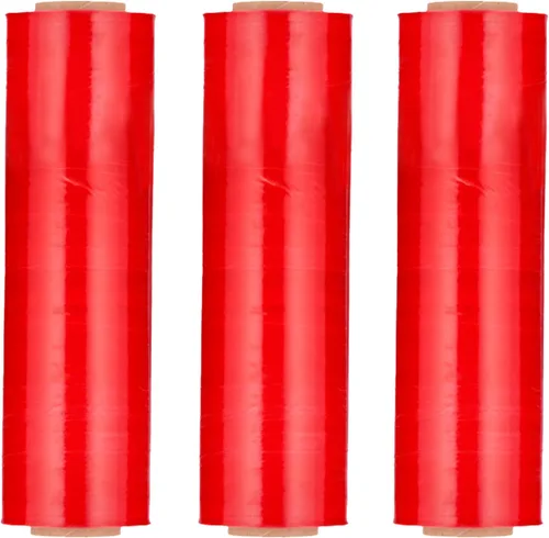 Miniatura 3 de PSBM - Rollo de película elástica roja, paquete de 4, 17 pulgadas x 1476 pies, calibre 34, rollos de película elástica a mano oscura/opaca para Rojo