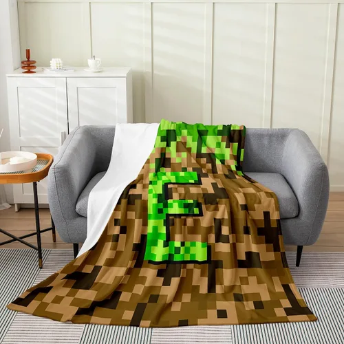 Miniatura 28 de Castle Fairy Manta pixelada de franela de la letra B, manta de forro polar estilo minero, para niños y niñas, niños y adultos, manta mullida