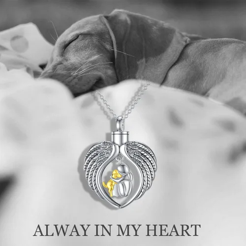 Miniatura 6 de AOBOCO Collar de urna de perro de plata esterlina para cenizas, recuerdo conmemorativo de perro, joyería de cremación, regalos para mujeres amantes