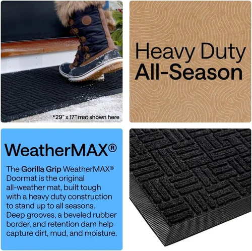 Miniatura 3 de Gorilla Grip WeatherMax - Tapete para todas las estaciones 100% impermeable, 17 x 29 pulgadas, goma natural duradera, resistente a manchas