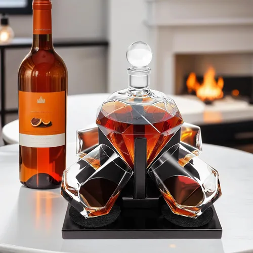 Miniatura 6 de Juego de decantador de whisky de diamante, juego de decantador de diamante con 4 vasos y 4 piedras de whisky, juego de decantador de whisky, regalo