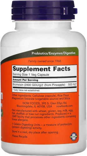 Miniatura 3 de Now Foods Bromelina 2400Gdu/500 mg, 120 Vcaps (paquete de 2)
