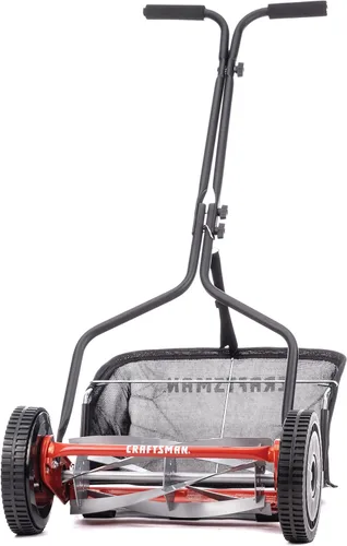 Craftsman 304-14CR - Cortacésped de carrete de empuje de 5 cuchillas de 14 pulgadas con colector de césped, color rojo