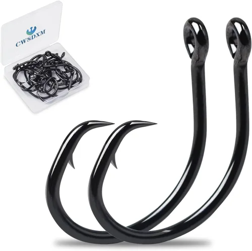 Ganchos circulares para agua salada en línea, ganchos de pesca para bagre, 4 ganchos Mustad fuertes de acero de alto carbono para atún, carpa,
