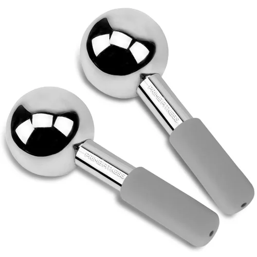 Globos de hielo para tratamientos faciales | Rodillo de enfriamiento de acero irrompible | Bastones criogénicos para rostro | Masajeador para Gris