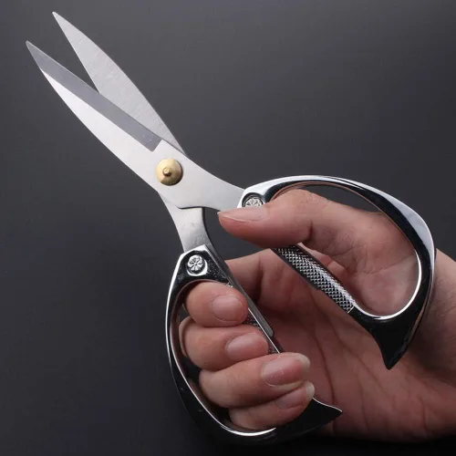 Miniatura 4 de Tijeras de cocina multiusos, tijeras de acero inoxidable resistentes con tijeras fuertes de borde recto (plateado)