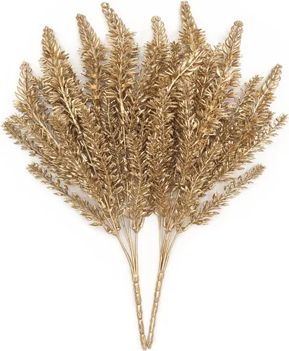 Miniatura 34 de Plantas artificiales Golden Baby Breath Gypsophila, para decoración de Navidad, plantas falsas, arbustos de helecho, arbustos sintéticos, Aliento
