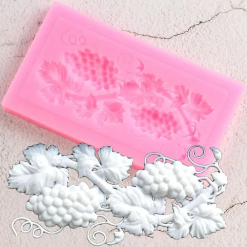 1 molde de silicona de hojas de uva para bricolaje, hecho a mano, helado, magdalena, decoración de pasteles, gelatina, molde de jabón, pasta de