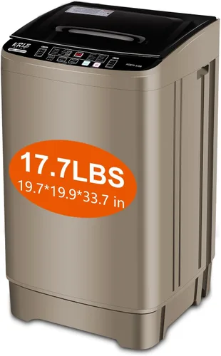 KRIB BLING Bomba de drenaje portátil de 17.7 libras, lavadora completamente automática con pantalla LED, 10 programas y 8 niveles de agua Dorado