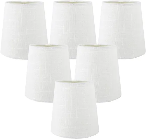 Miniatura 11 de Juego de 2 pantallas de lámpara de araña de lino blanco hueso con clip, 3.5 x 4.5 x 4.5 pulgadas