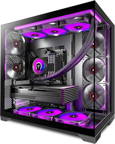 Miniatura 9 de KEDIERS PC CASE - 7 ventiladores ARGB preinstalados, carcasa de PC ATX de torre media con vidrio templado panorámico, carcasa de computadora