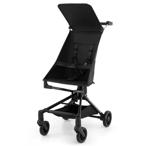 BABY JOY Cochecito ligero, cochecito de viaje compacto para avión con fácil plegado con una sola mano, toldo ajustable, cesta de almacenamiento y