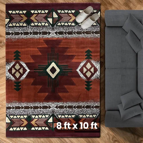 Miniatura 90 de YHSF South West - alfombra estilo nativo americano del suroeste C318 - fácil de limpiar, gruesa, suave, duradera, alfombra inspirada en tribus
