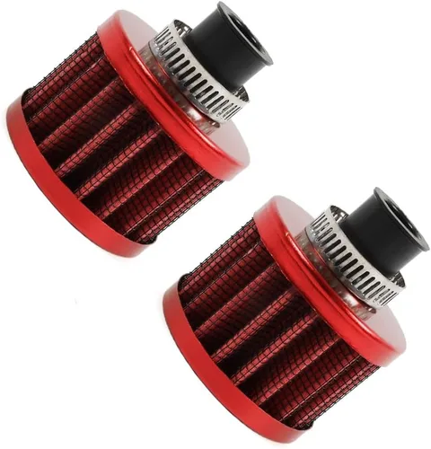 Miniatura 8 de 2 piezas de filtro de aire de entrada de aire frío con respiradero de 12 mm, filtro de respiración para tapa de válvulas para automóvil y Negro