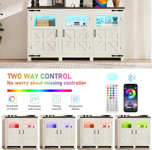 Miniatura 6 de Soporte de TV LED grande de 64 pulgadas para televisores de 70/65/60 pulgadas con tomas de corriente, armarios de almacenamiento altos para centro