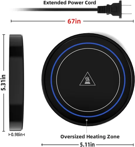 Miniatura 4 de Calentador de taza de café, calentadores de bebidas eléctricos para uso en escritorio de oficina y hogar, posavasos inteligente con termostato