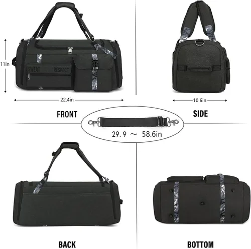 Miniatura 5 de Bolsas de gimnasio para hombre, bolsa de lona para gimnasio, mochila deportiva de 3 vías para hombres con compartimento para zapatos y bolsillo