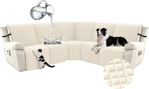 Miniatura 102 de Arfntevss Fundas para sofá seccional reclinable para sofá seccional en forma de L, funda antideslizante lavable para sofá reclinable con forma de L