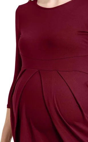Miniatura 56 de LaClef - Blusa de maternidad para mujer, cuello redondo, manga 3/4, plisada al frente, estilo peplum
