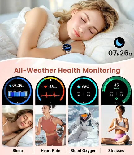 Miniatura 4 de LIGE Relojes inteligentes para mujer con respuesta/hacer llamadas, reloj inteligente HD AMOLED de 1,43 pulgadas con más de 120 rastreadores