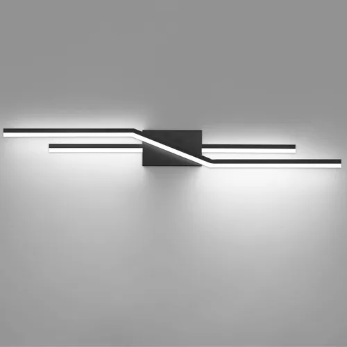 Miniatura 12 de SOLFART Luces de baño con acabado mate en negro, regulables, LED, para tocador, sobre espejo, 24 pulgadas, modernas, luces de pared