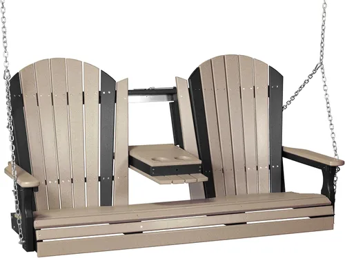 Miniatura 29 de LuxCraft Adirondack - Columpio colgante para porche delantero de 5 pies con consola abatible, asientos hasta 3, banco de columpio de patio al aire